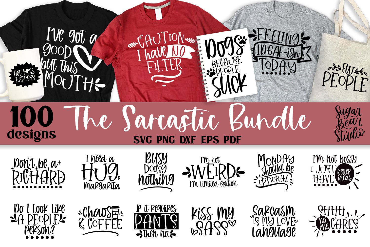The Sarcastic Bundle | A Bundle of 100 Sarcastic Designs