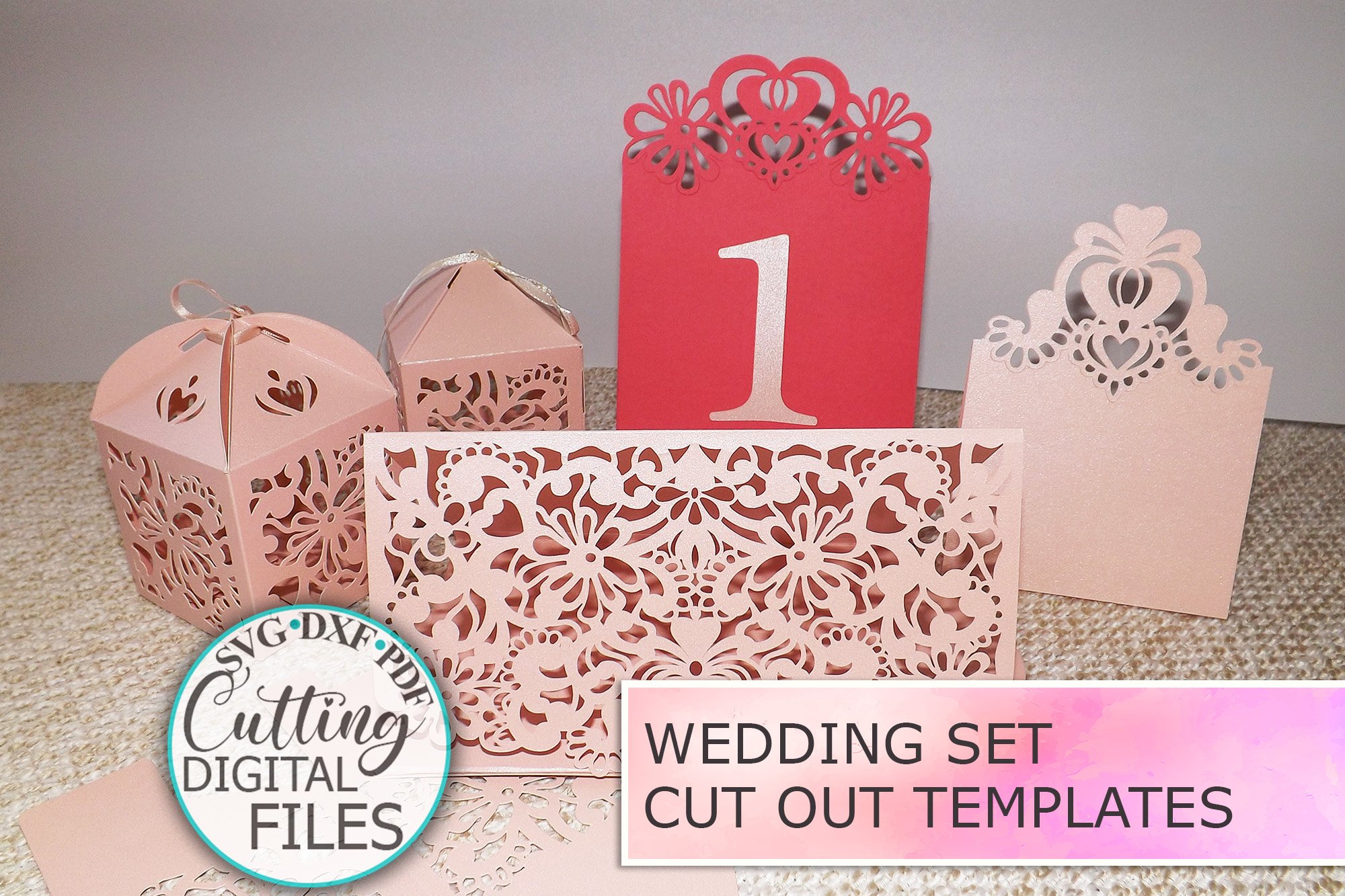 Trifold Favor Box Place Card Table Number svg Cricut Laser