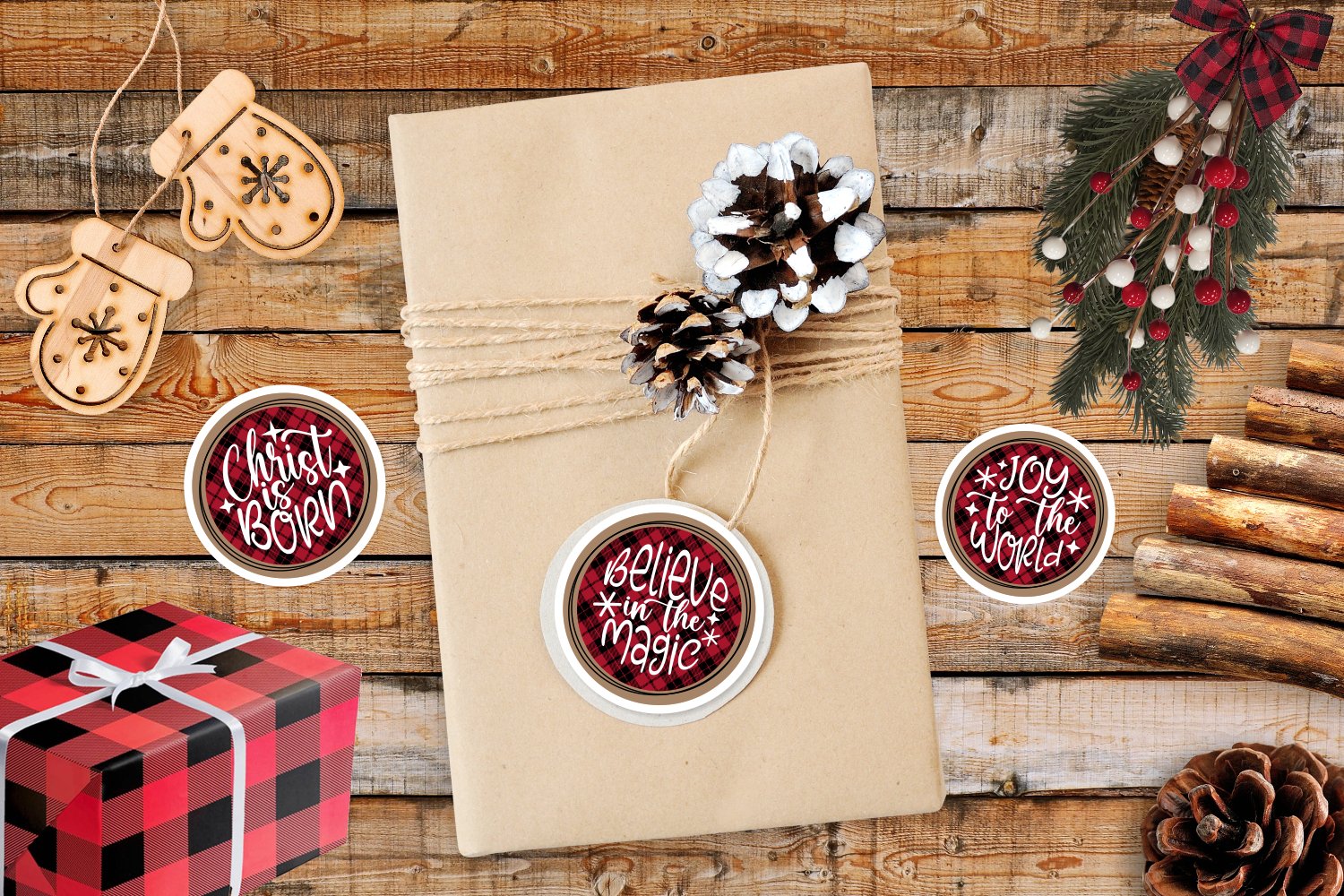 Christmas Sticker Bundle | Buffalo Plaid Christmas png 2