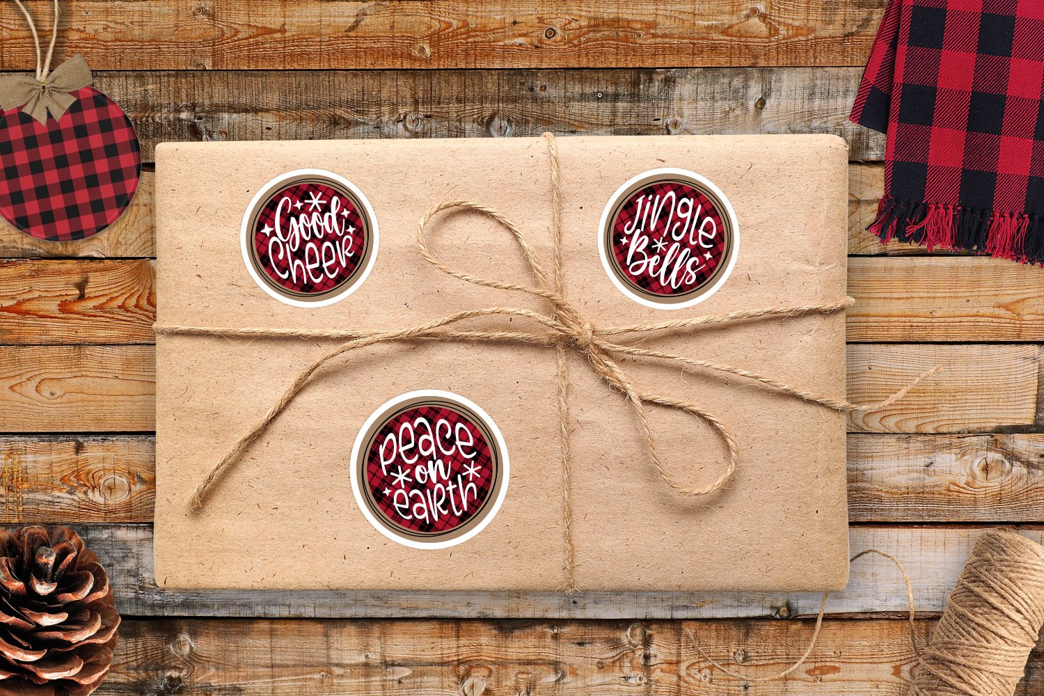 Christmas Sticker Bundle | Buffalo Plaid Christmas png 3