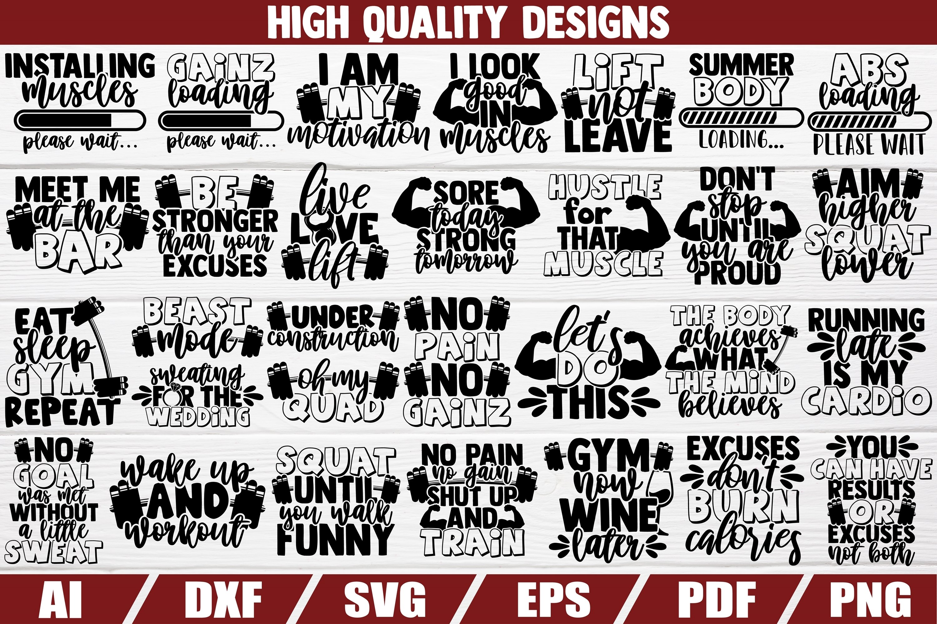 Gym BUNDLE - 30 designs - workout - cardio - shirt print