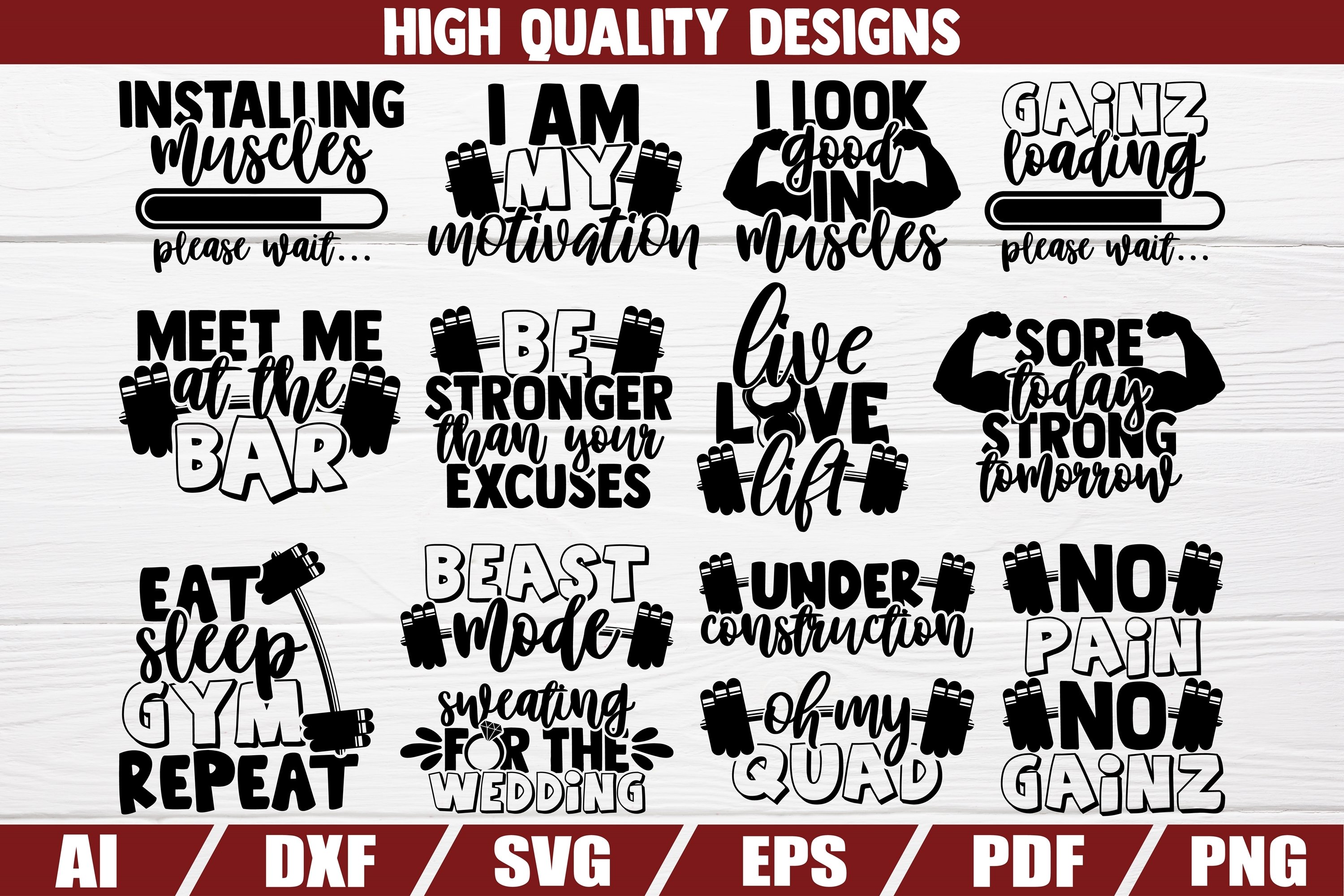 Gym BUNDLE - 30 designs - workout - cardio - shirt print 2