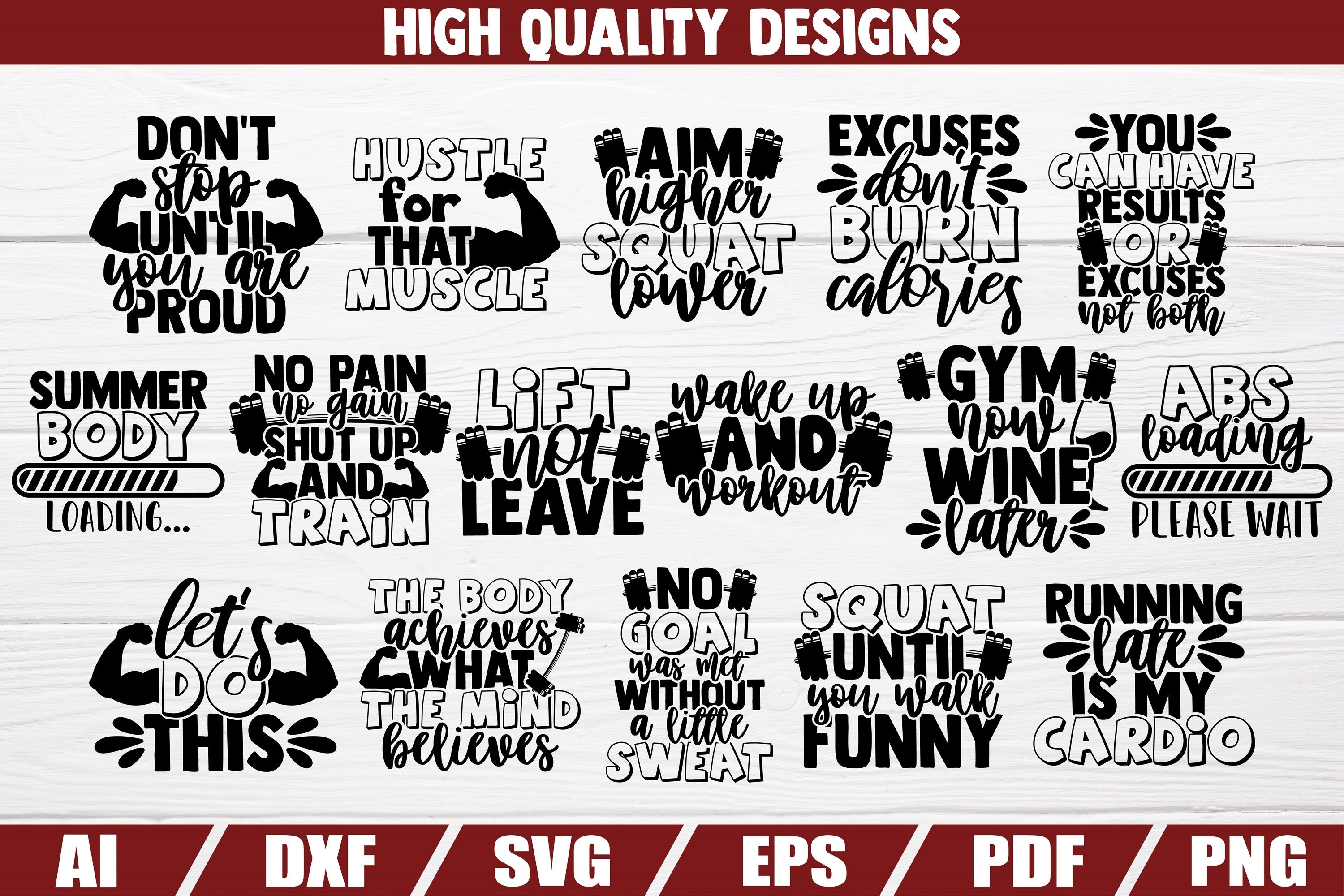 Gym BUNDLE - 30 designs - workout - cardio - shirt print 3