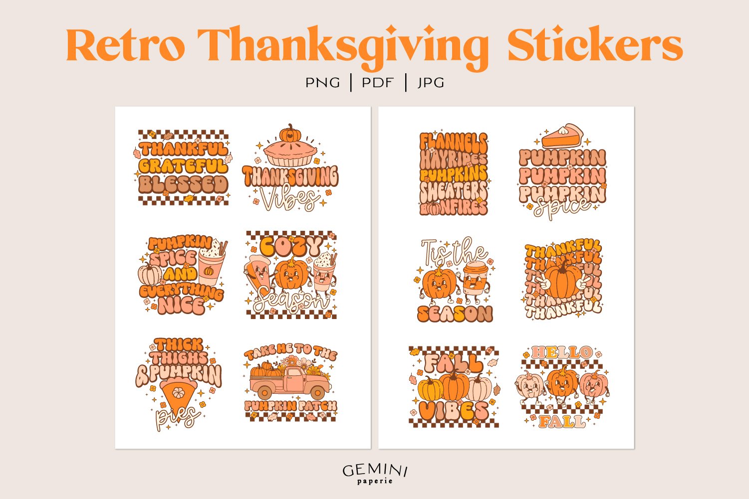 Fall Stickers | Retro Stickers | Thanksgiving Stickers 2