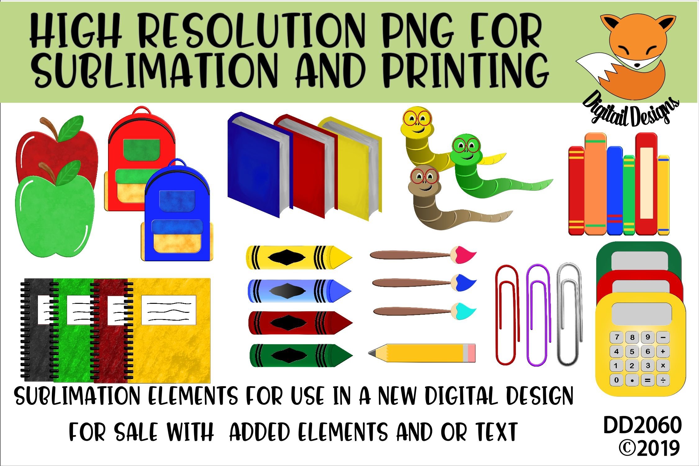 School Elements PNG for Sublimation