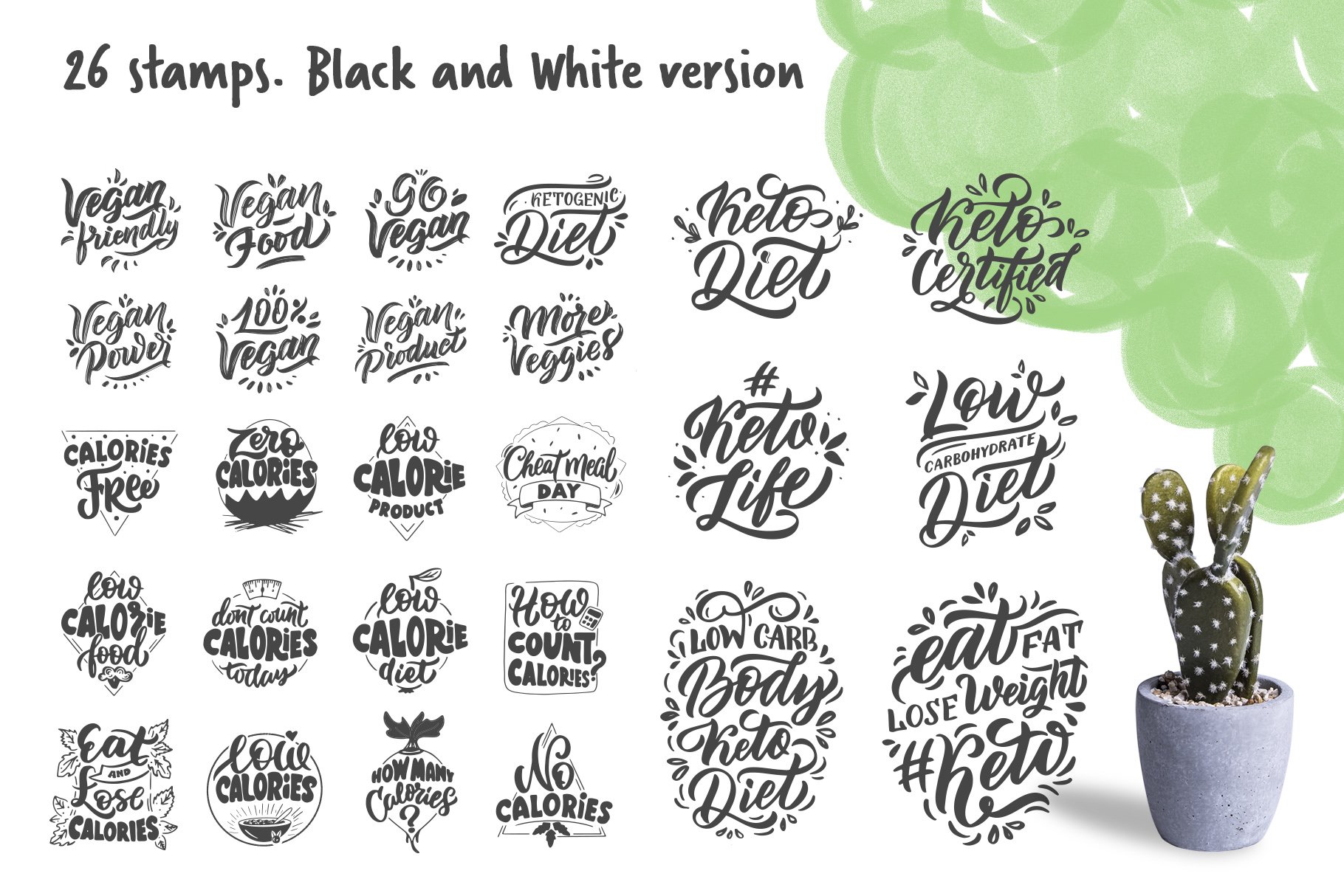 Diets. Set of lettering phrases 2