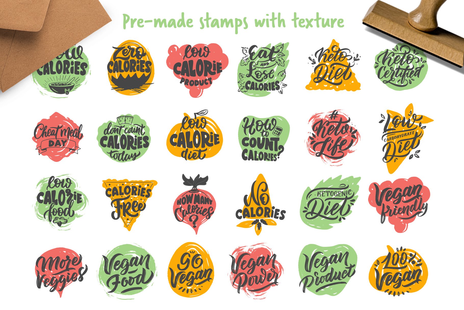 Diets. Set of lettering phrases 3