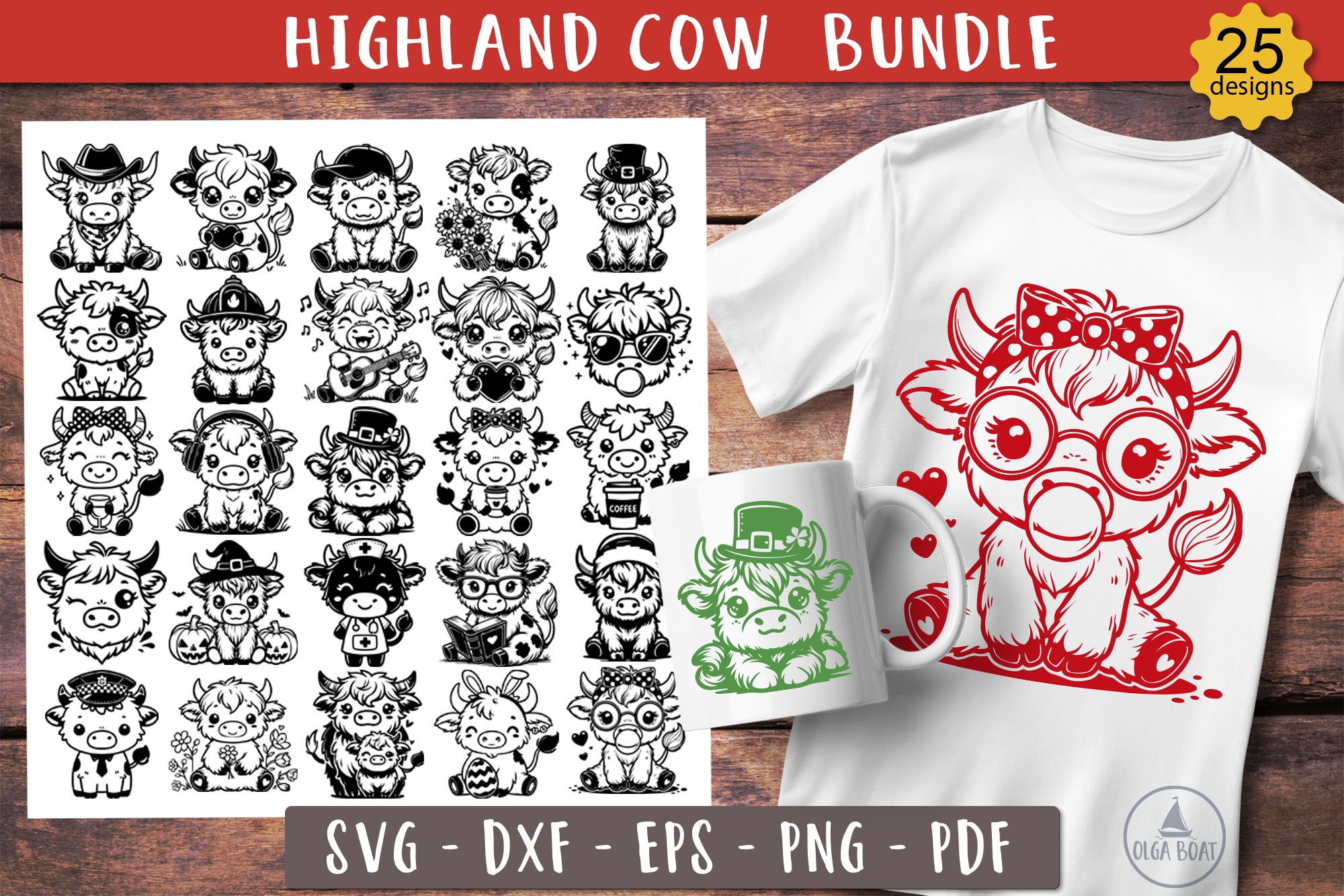 Baby highland cow svg | Cute Highland cow bundle