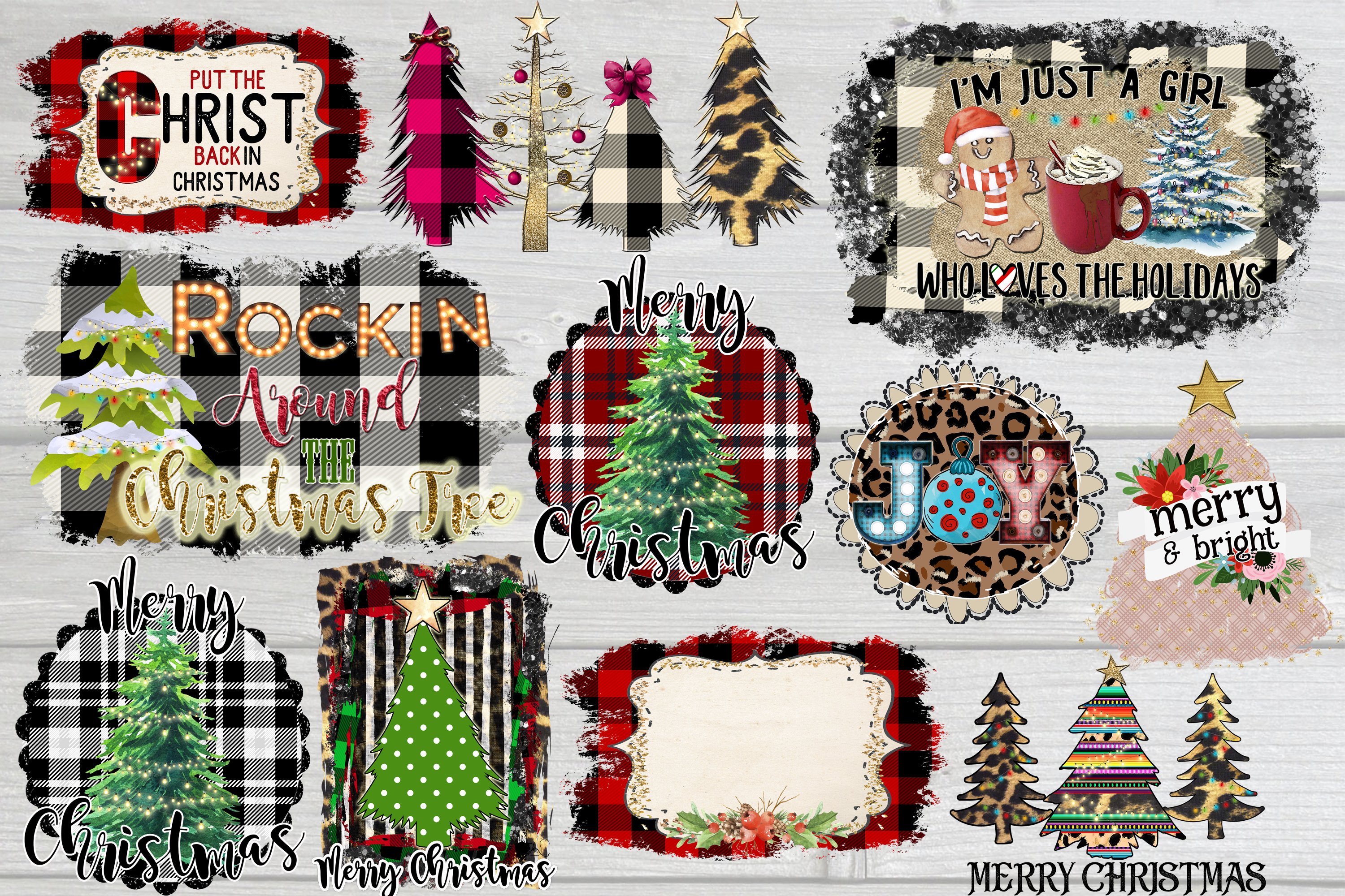 Christmas Tree Sublimation Bundle Clip Art Design 3