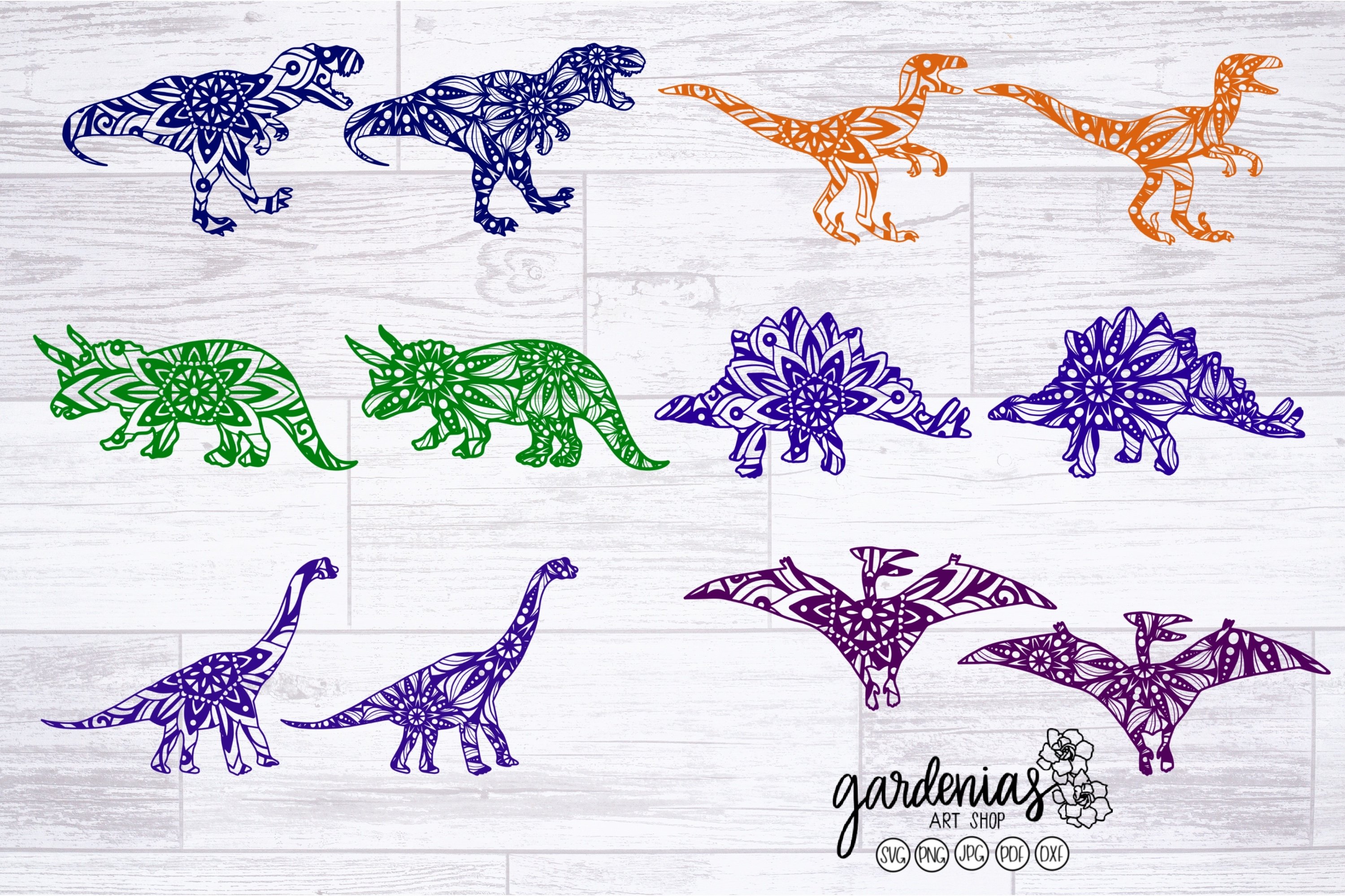 Dinosaur Mandala Bundle | Mandala SVG | Dinosaur Cut Files 3