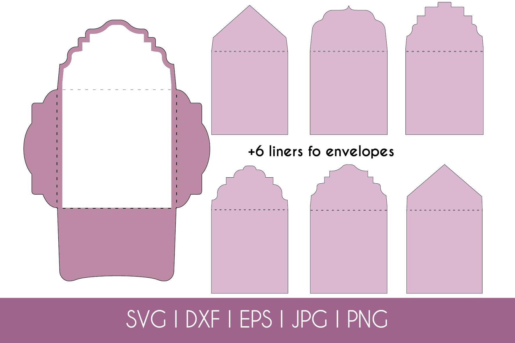 Set 6 square envelopes 6.5x 6.5 in for 6x6 cards SVG DXF EPS 3