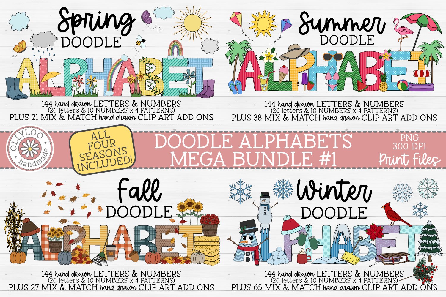 Mega Doodle Alphabet Bundle with Hand Drawn Clipart #1