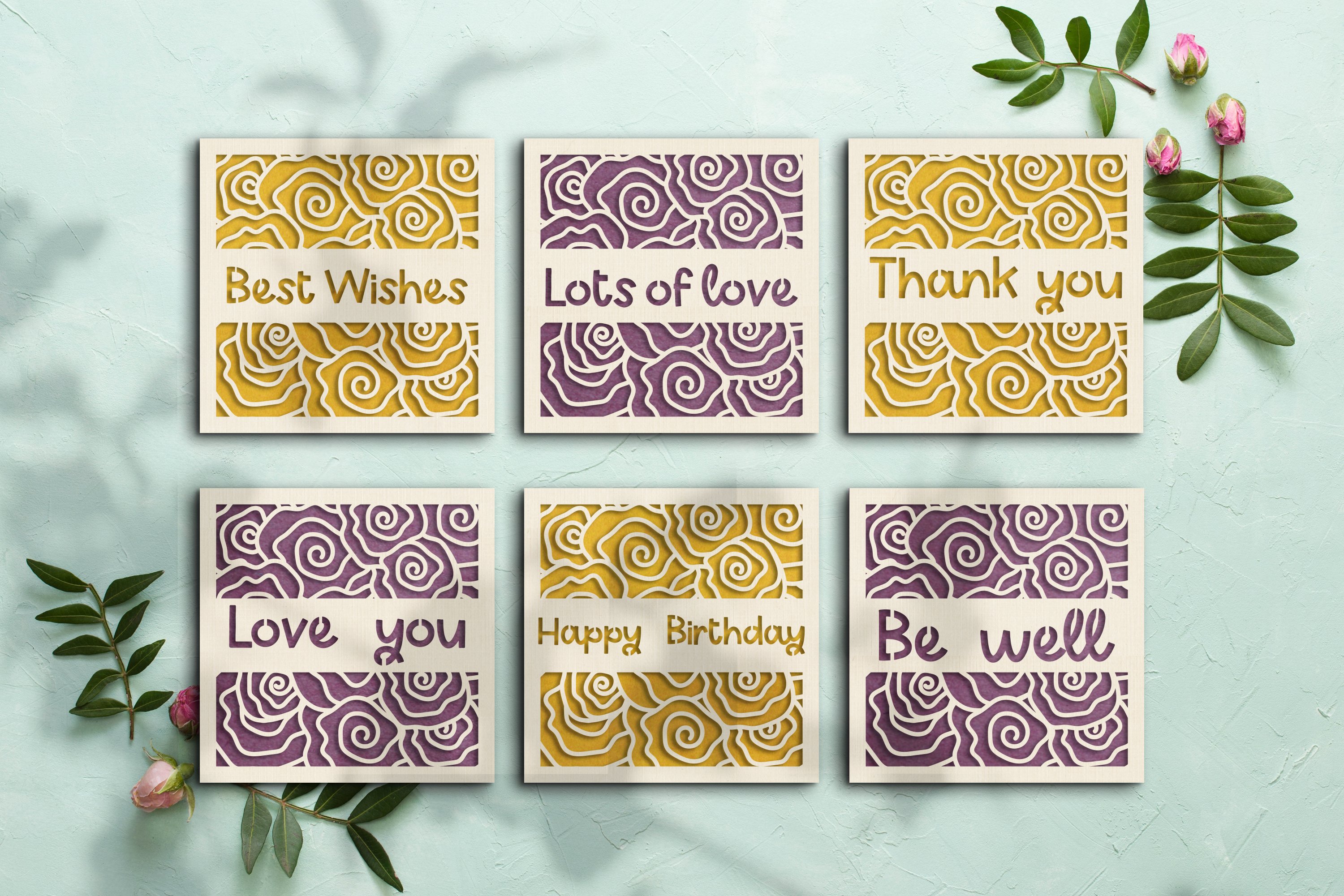 SVG 6 Classic any occasion Cards Set for Silhouette Cricut