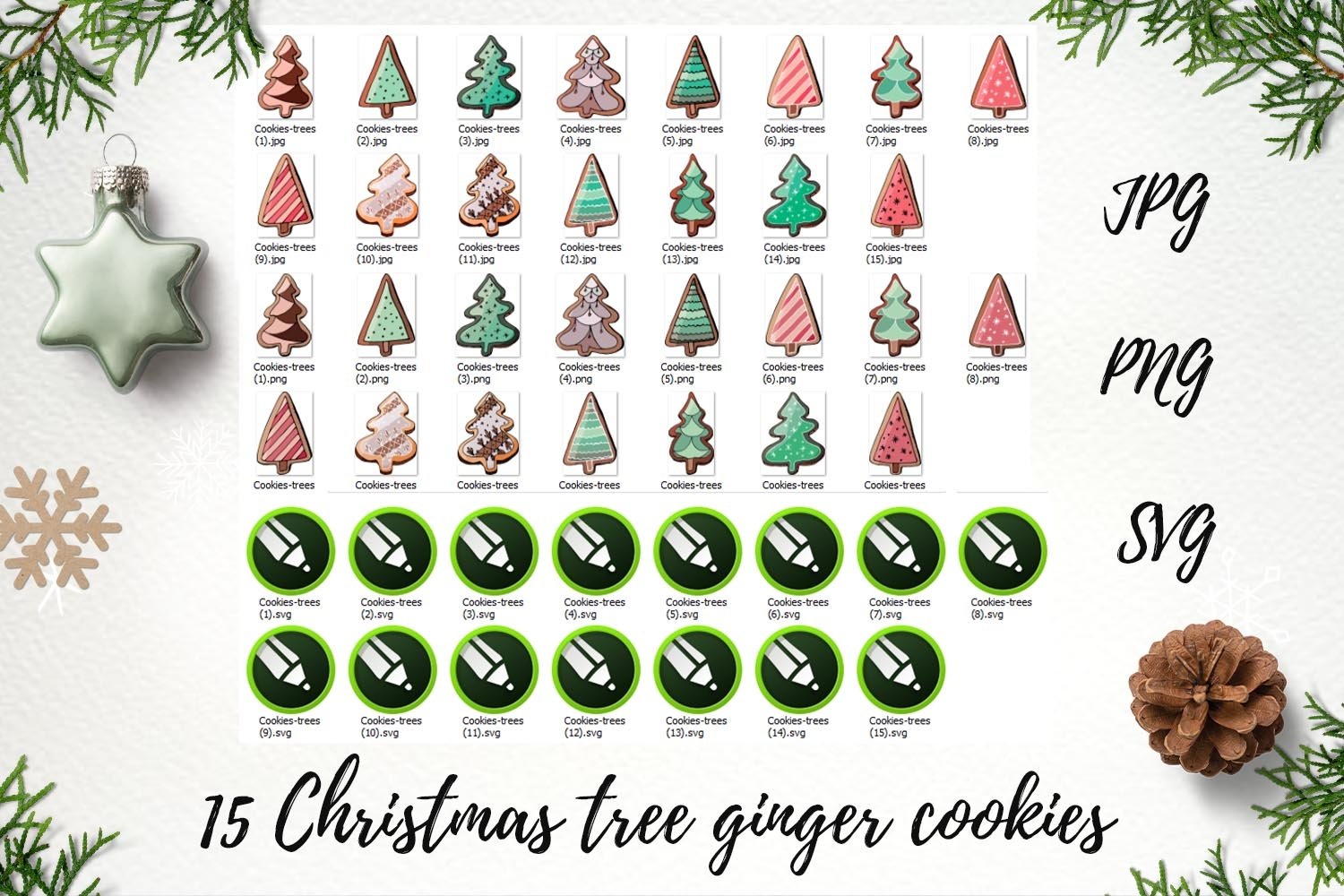 Christmas tree ginger cookies with colorful glaze ornaments 2
