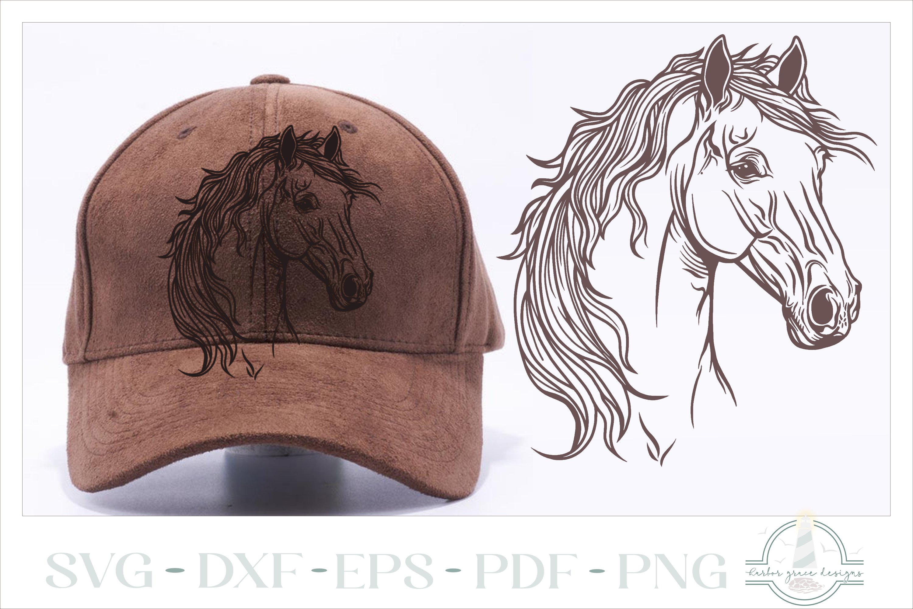 Horse Head SVG - Hat Burning Design - For Pyrography