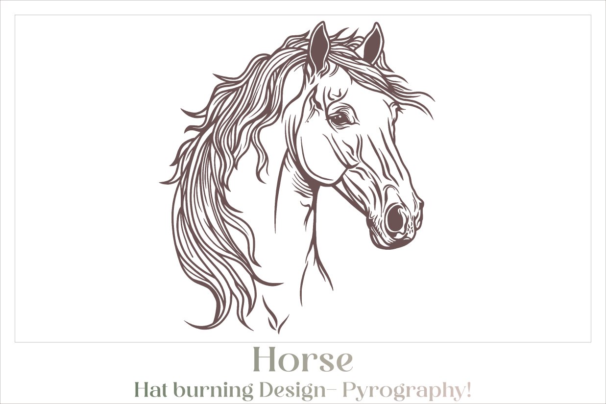 Horse Head SVG - Hat Burning Design - For Pyrography 2