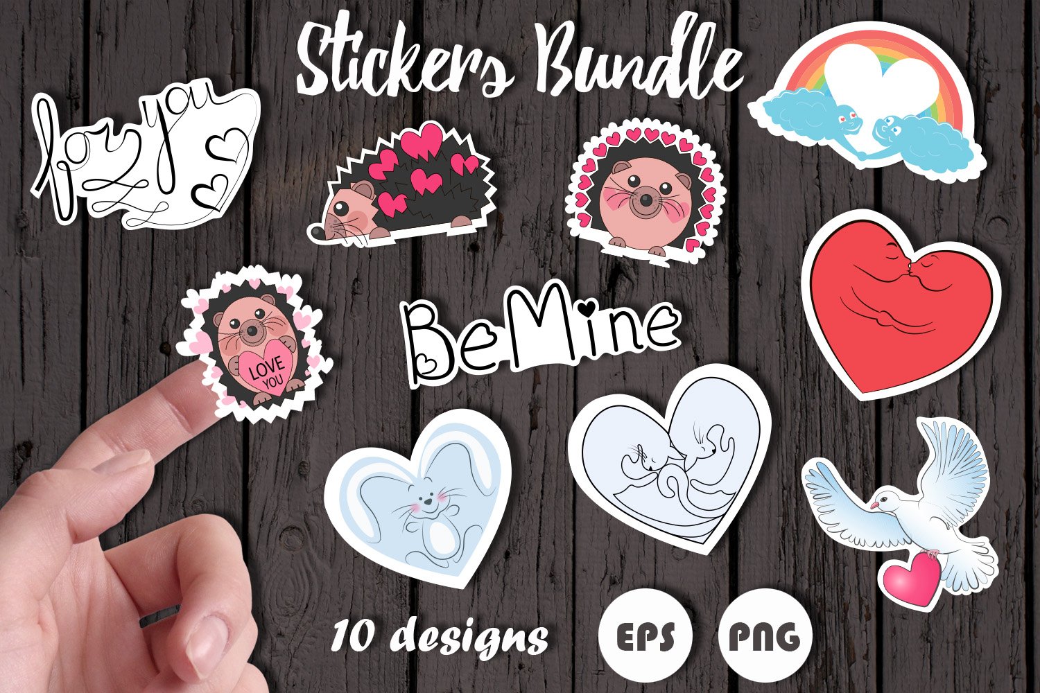 Valentine Packaging Stickers Bundle. EPS. PNG