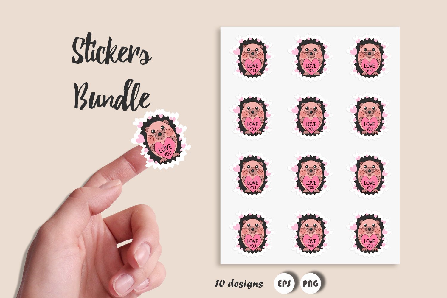 Valentine Packaging Stickers Bundle. EPS. PNG 2