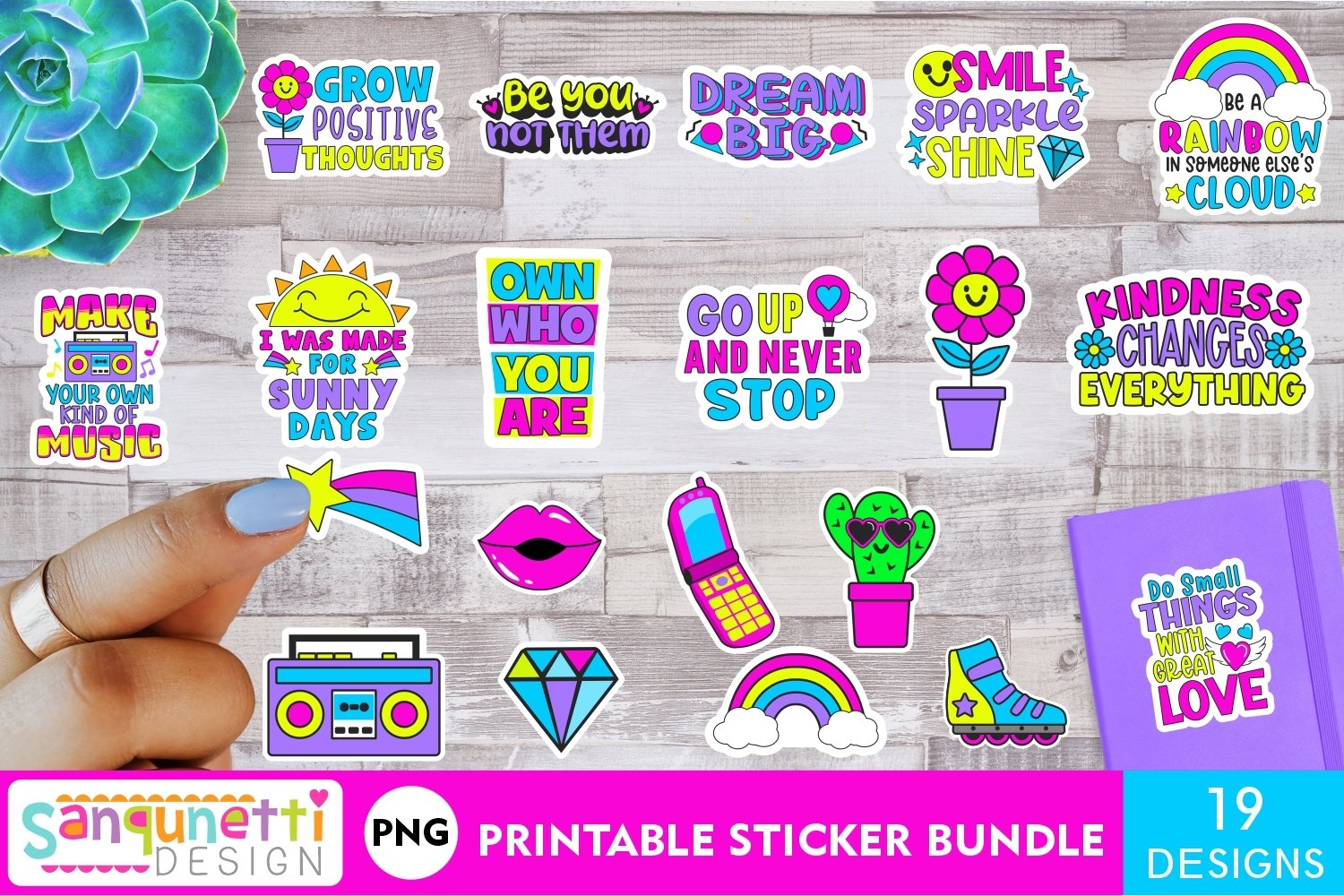 90s inspirational stickers | Nineties printable bundle