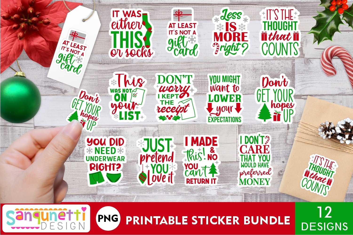 Sarcastic Christmas Stickers | Christmas packaging stickers
