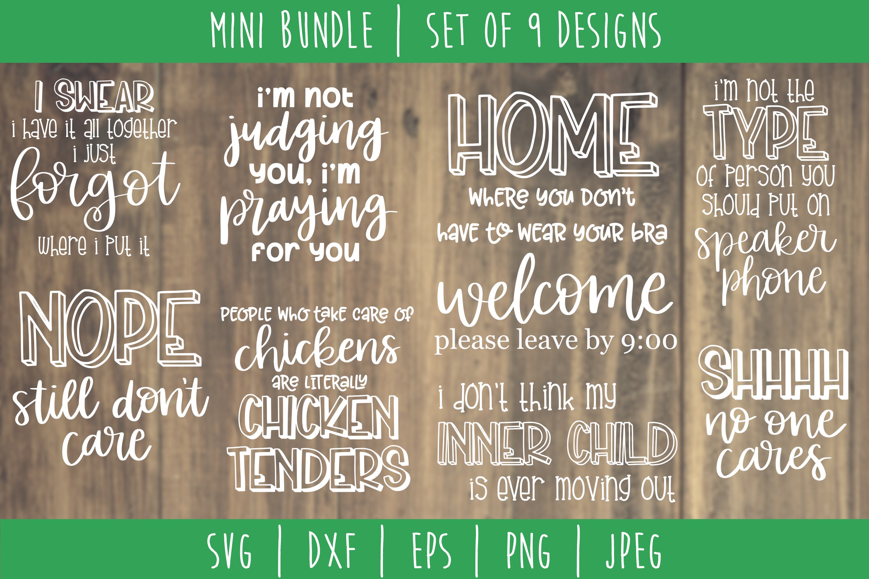 Funny Sarcastic Bundle Volume 2 Set of 9 - SVG