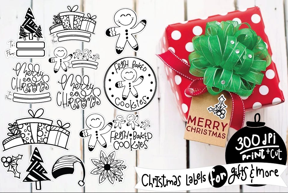 Christmas Stickers|Holiday Labels Png bundle