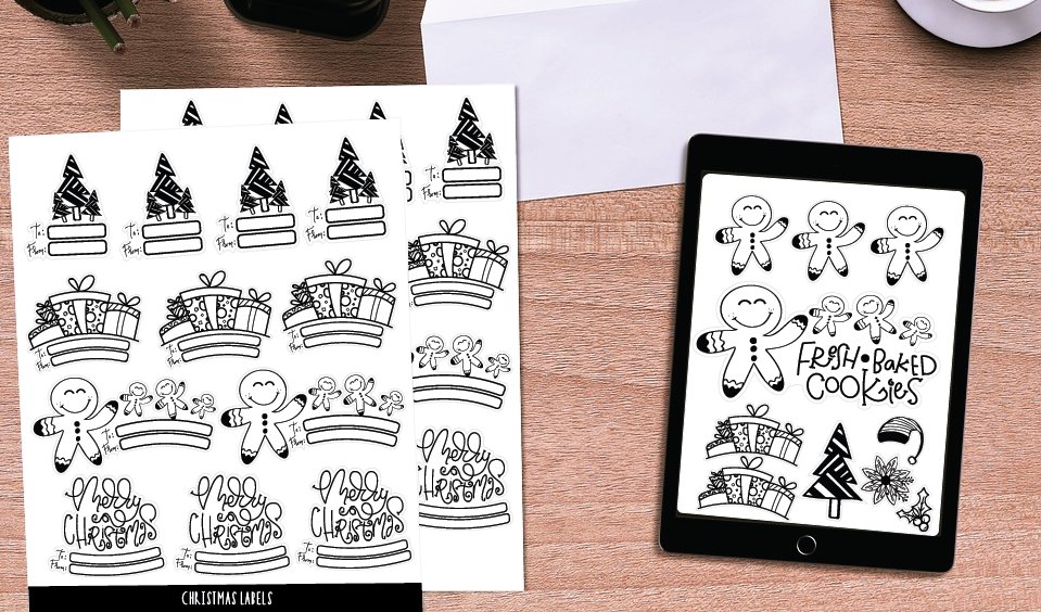 Christmas Stickers|Holiday Labels Png bundle 3