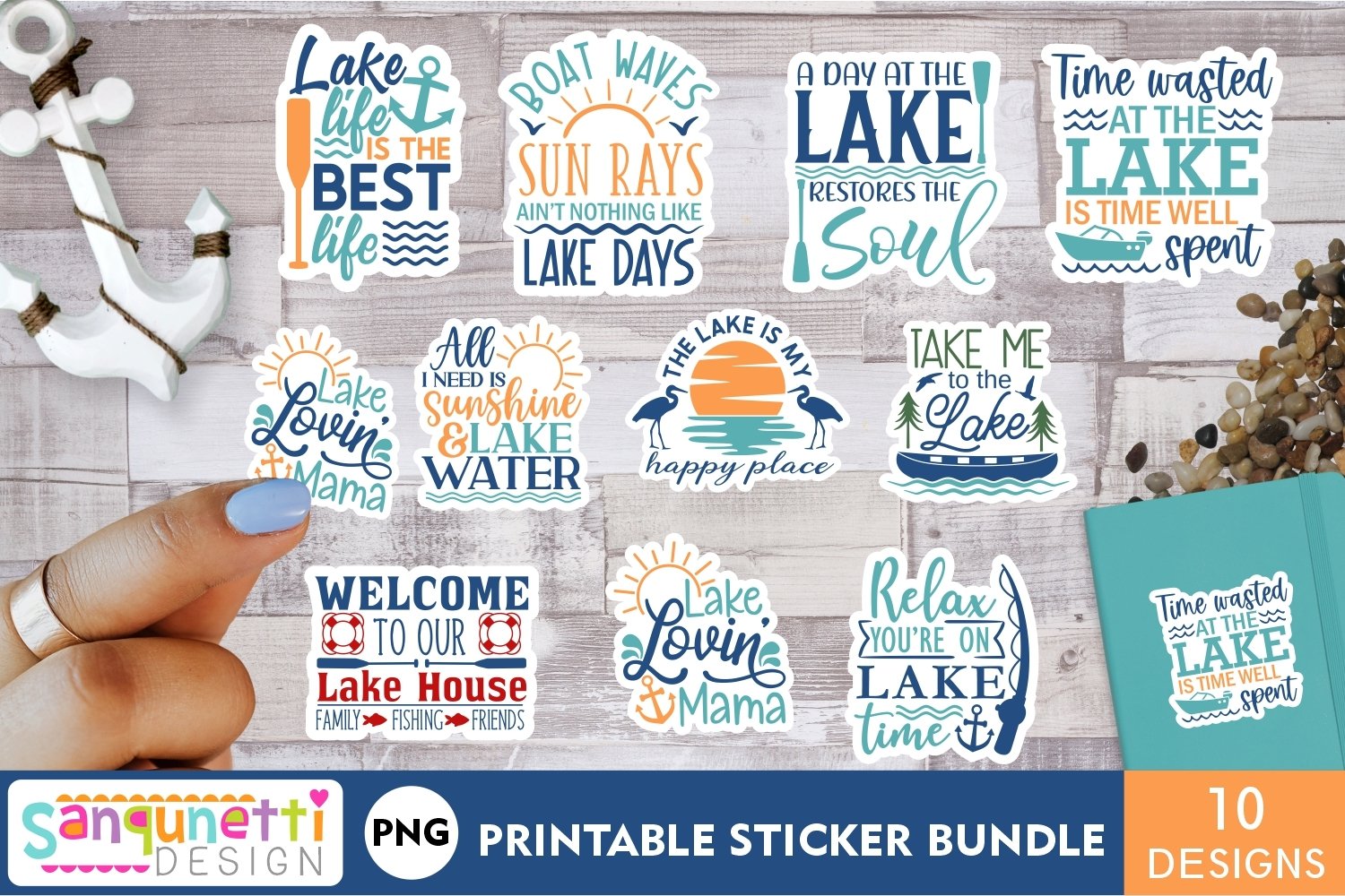 Lake Sticker Bundle | Summer Lake PNG stickers