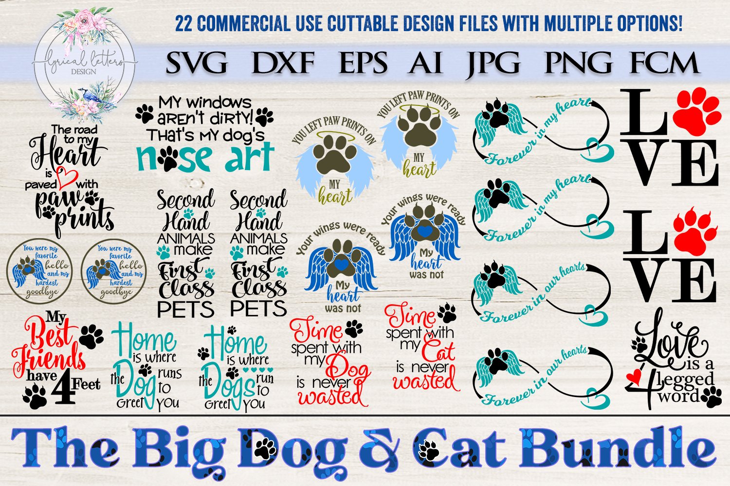 The Big Dog and Cat Bundle of 22 SVG Cut Files