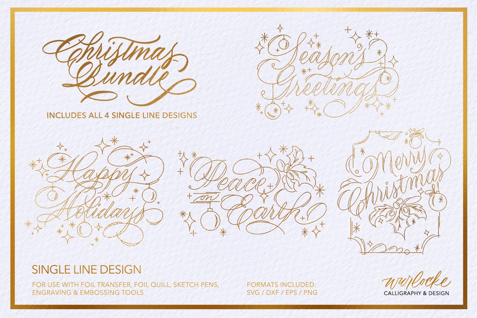 SVG Foil Christmas Single Line Design Bundle