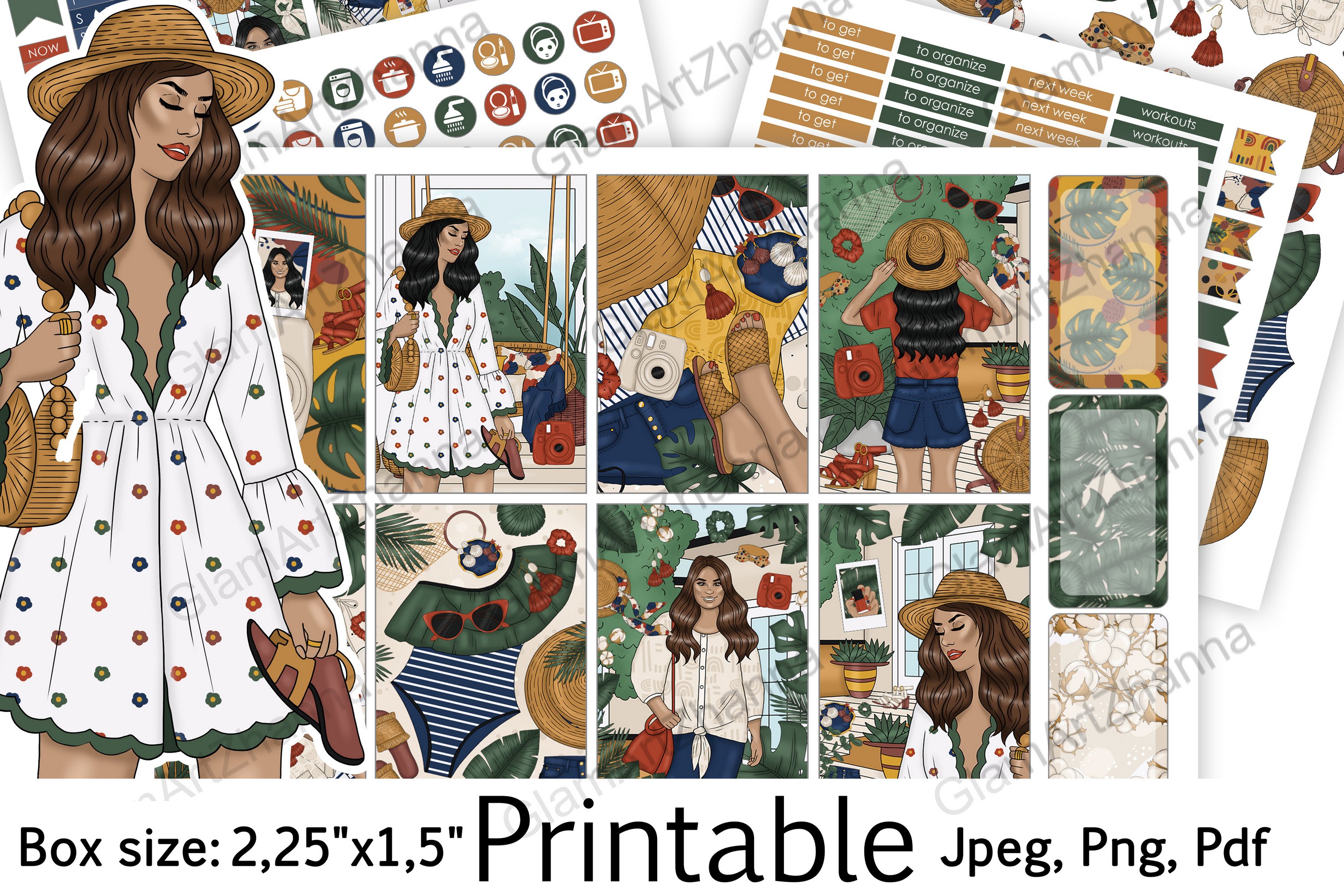 African American Natural Printable Box Size 2,25"x1,5"