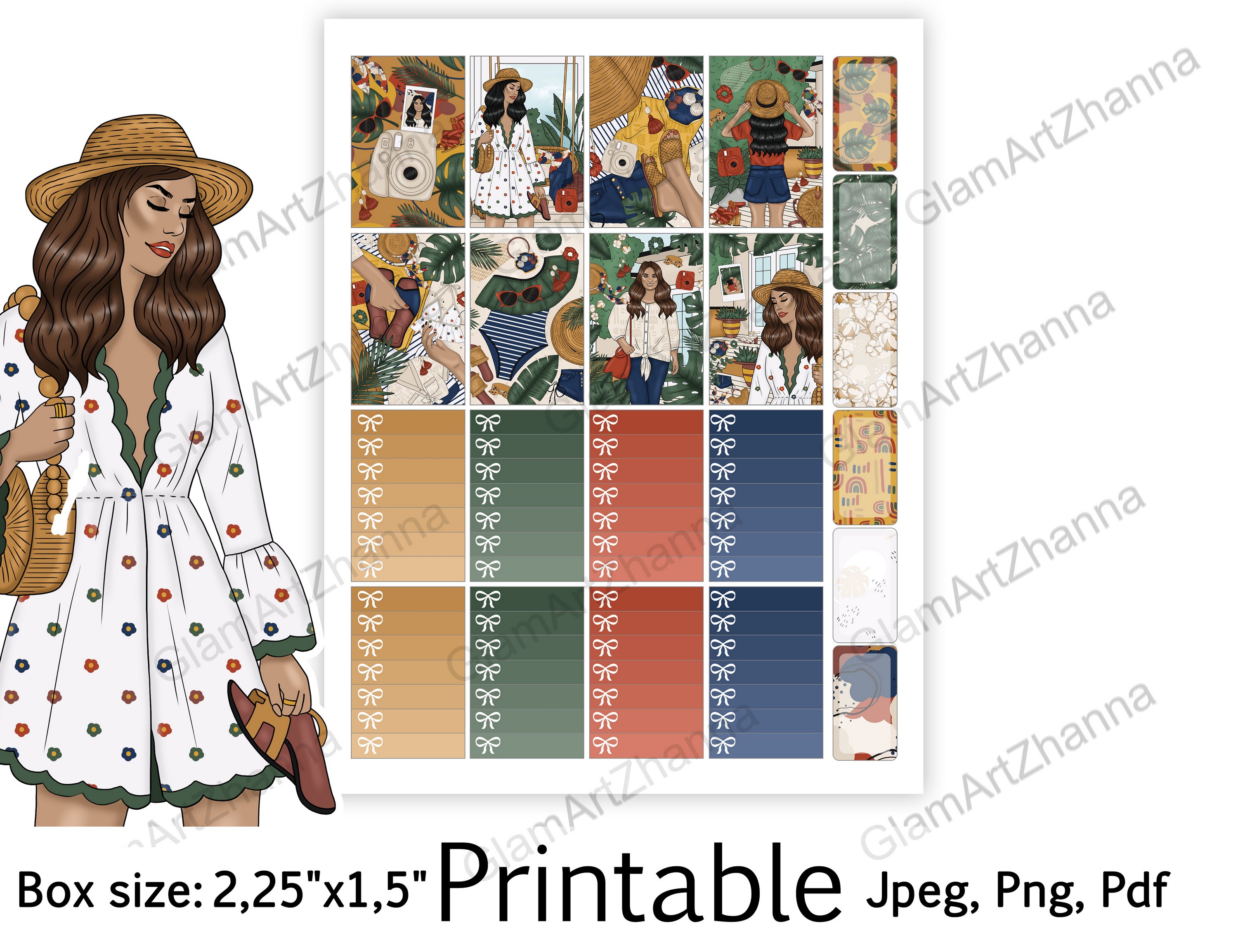 African American Natural Printable Box Size 2,25"x1,5" 2