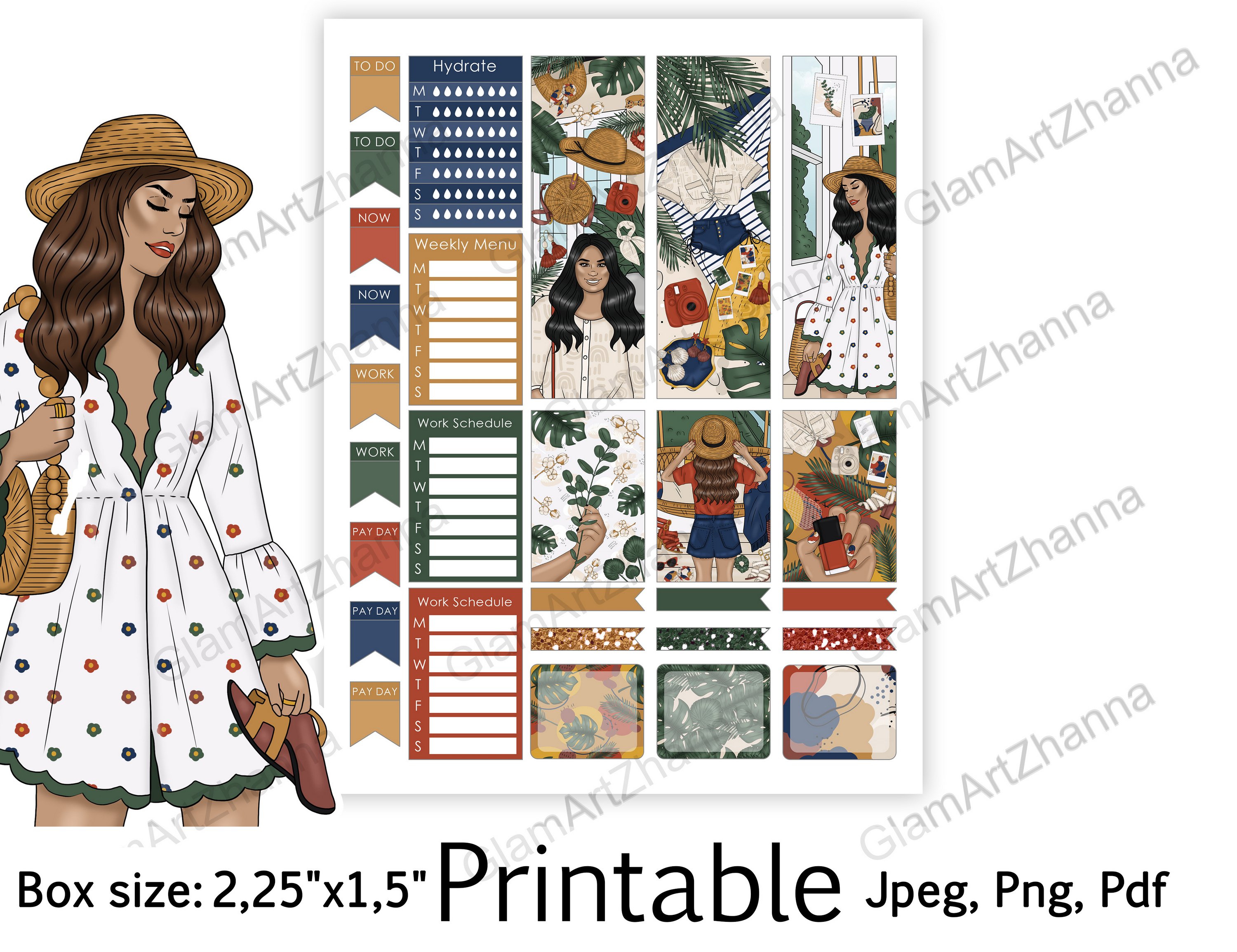 African American Natural Printable Box Size 2,25"x1,5" 3