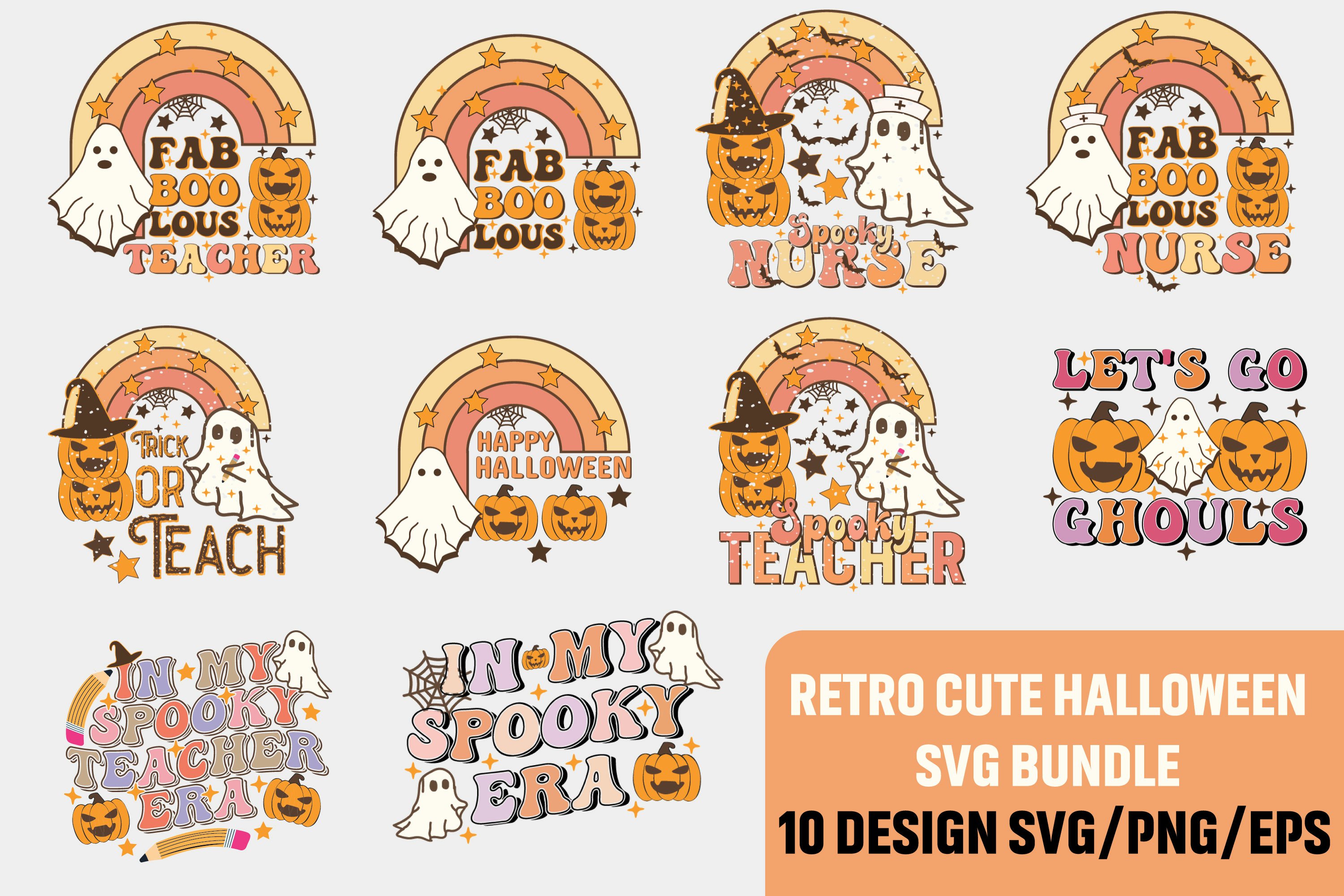 Retro Cute Halloween SVG Bundle Design