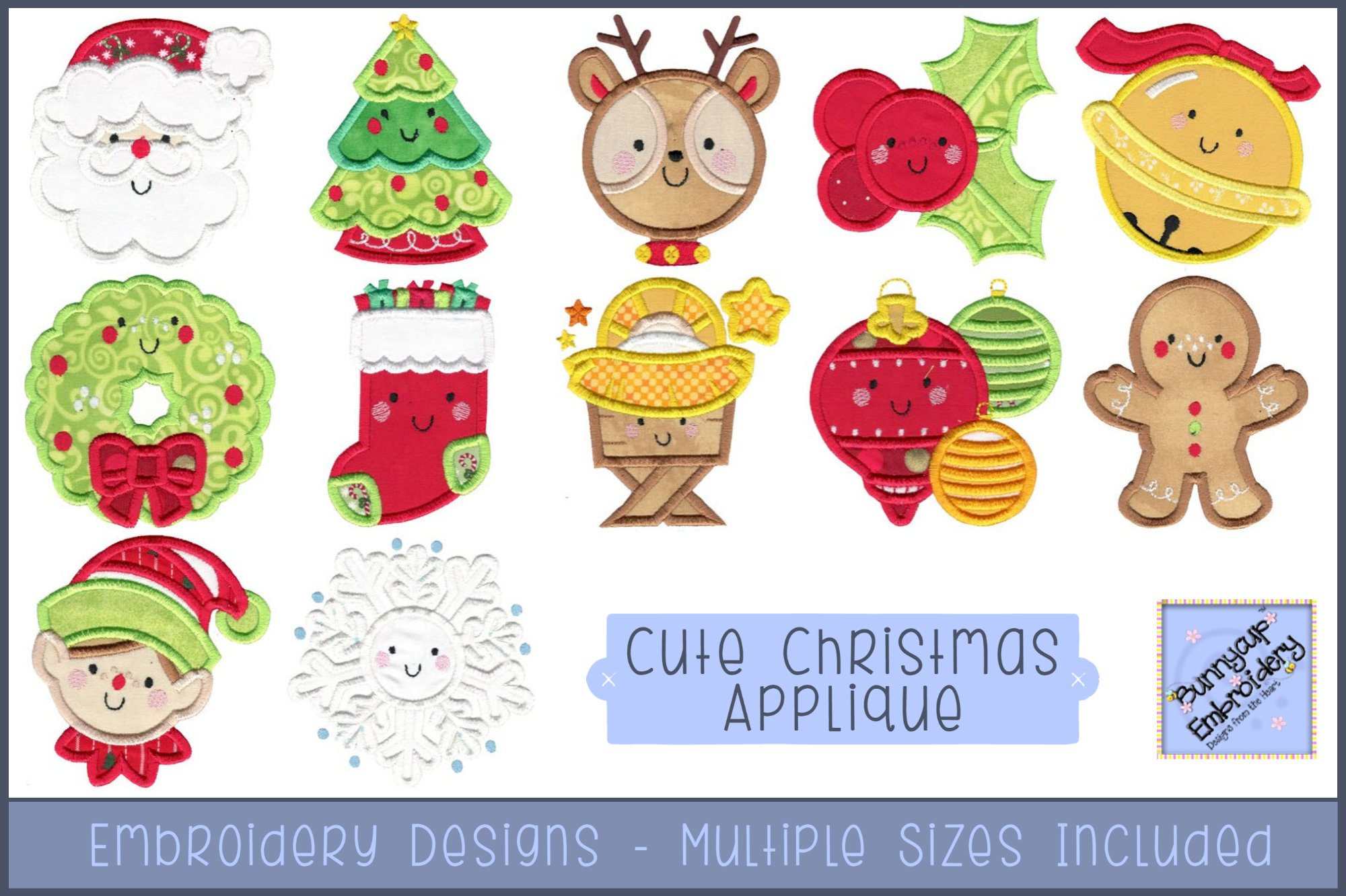 Cute Christmas Applique Embroidery Designs