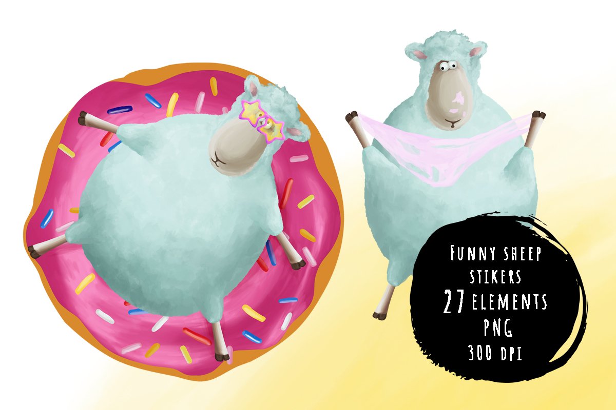 Cute and funny sheep sticker bundle