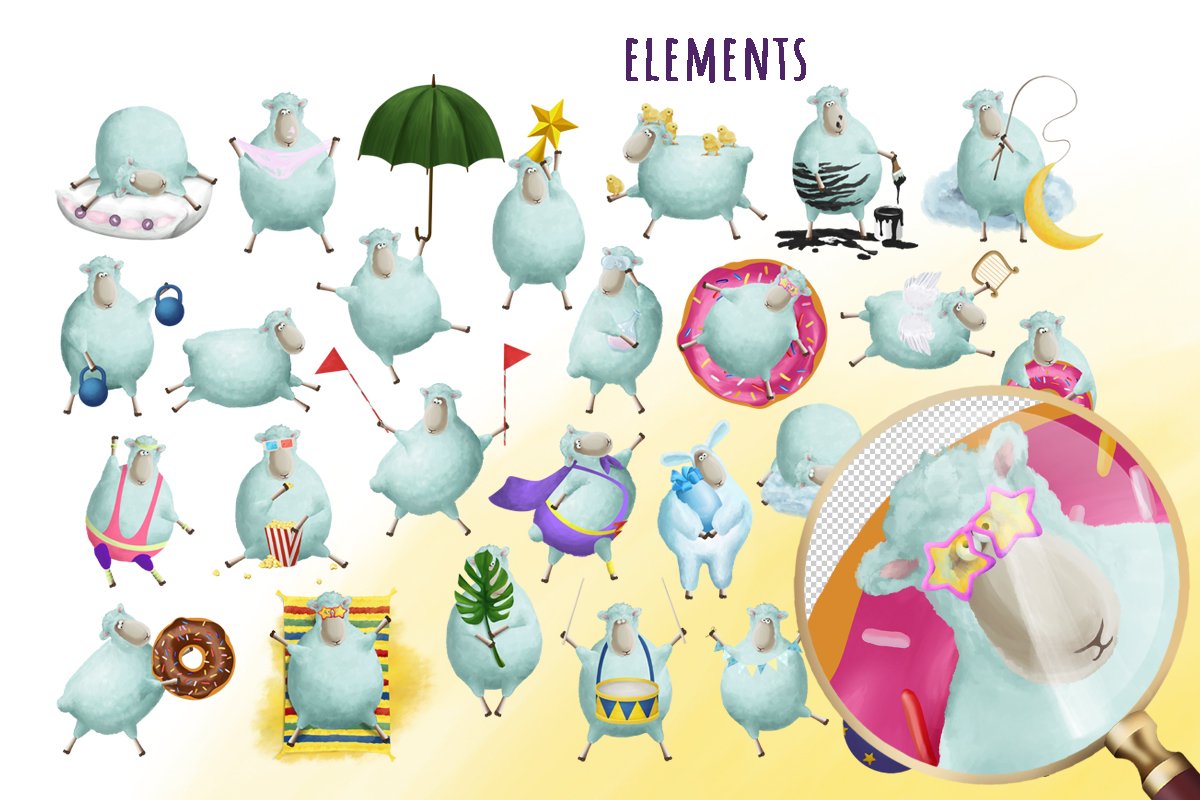 Cute and funny sheep sticker bundle 2