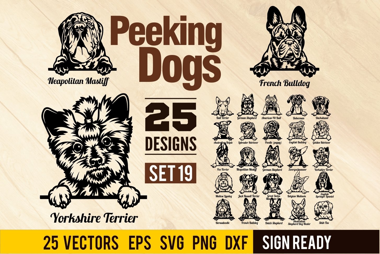 Peeking Dogs Set 19 Svg, BUNDLE 25 Cut vector SVG 25 designs