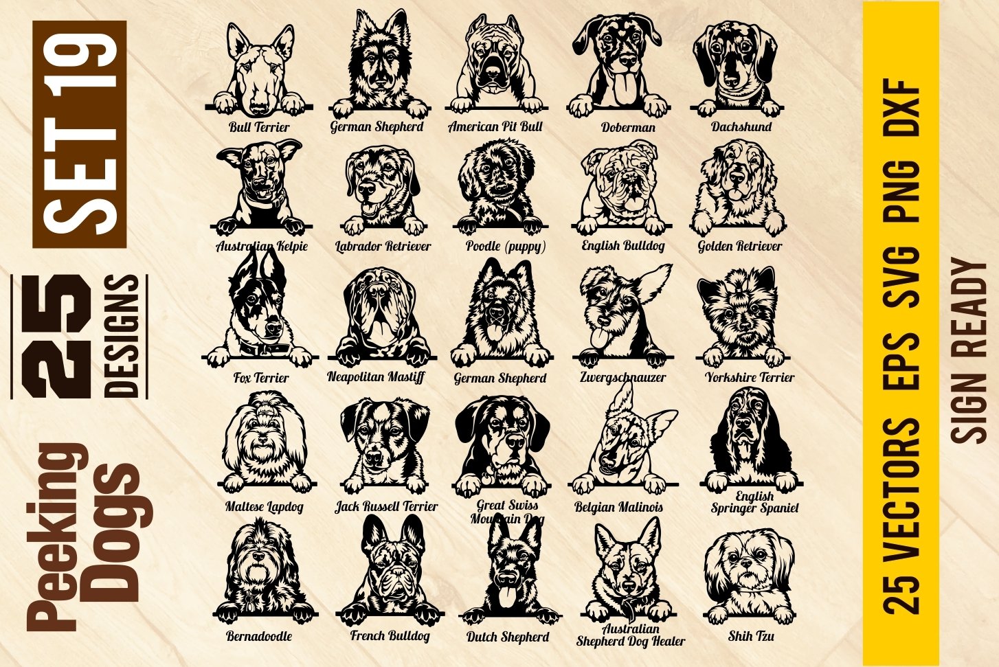 Peeking Dogs Set 19 Svg, BUNDLE 25 Cut vector SVG 25 designs 2