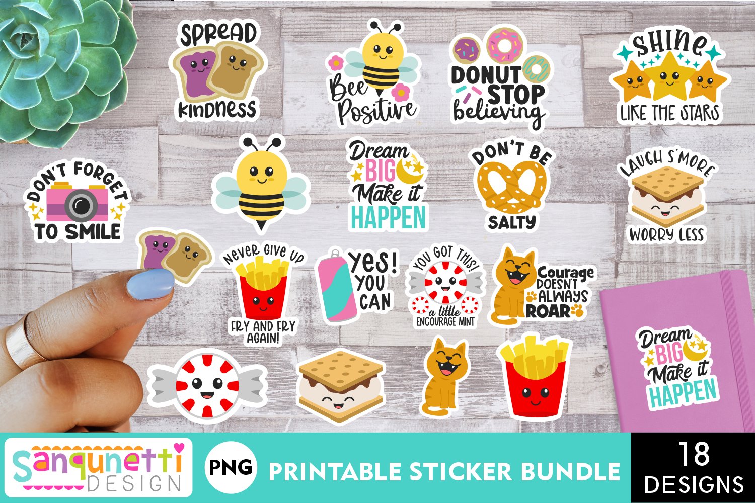 Cute Positivity Sticker Bundle | Inspirational PNG stickers