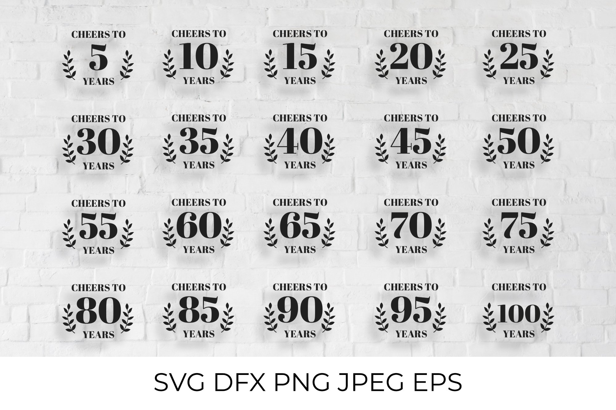 Birthday / Anniversary SVG bundle Cheers to Years