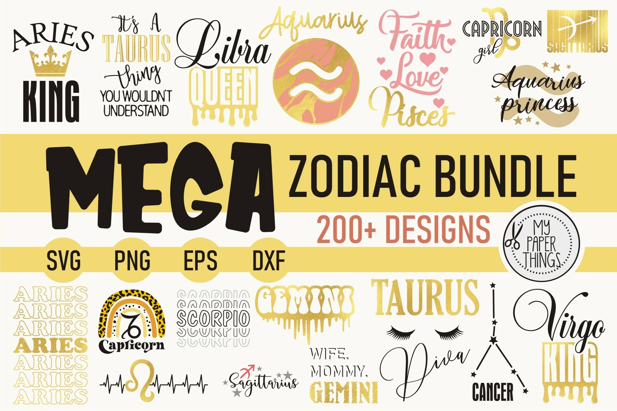 Mega zodiac sign svg bundle