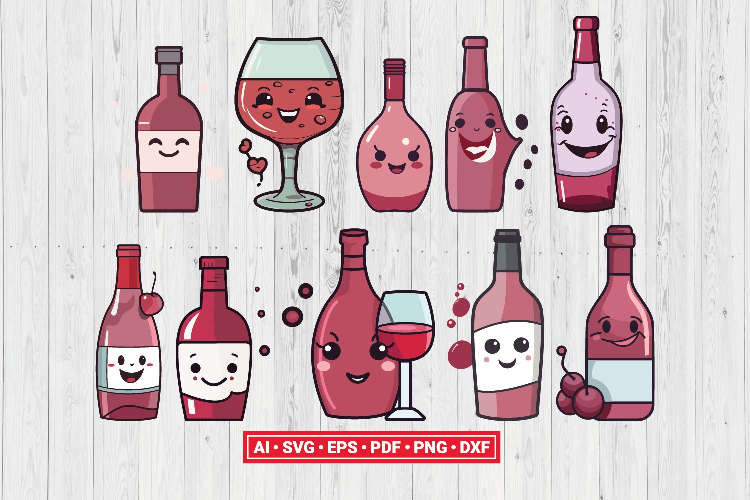Cute Wine SVG Cut File Cricut Vector Clipart