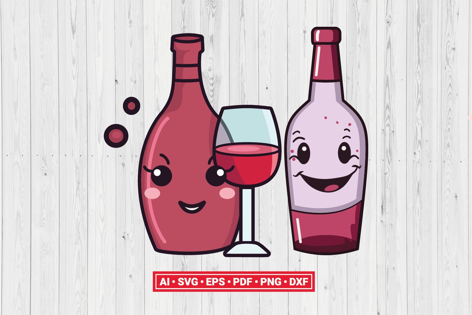 Cute Wine SVG Cut File Cricut Vector Clipart 3