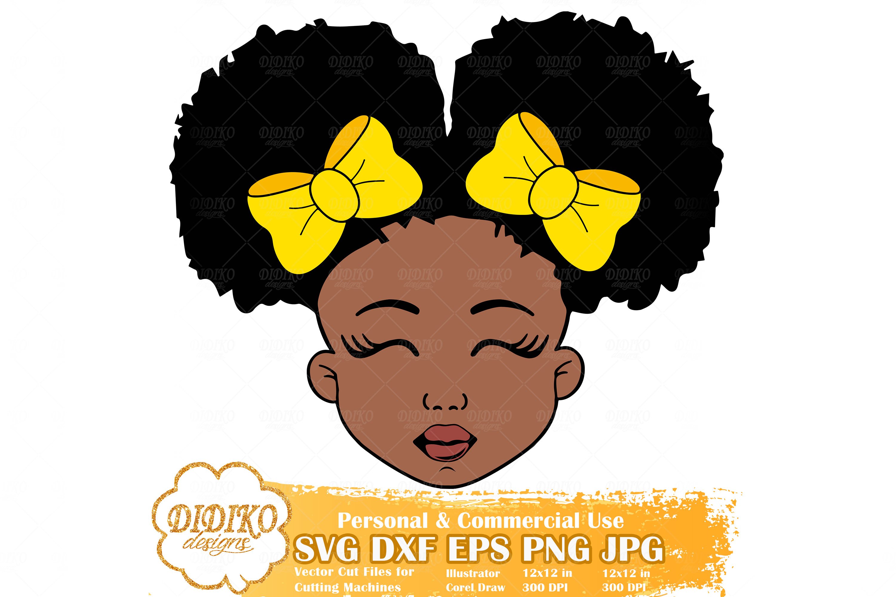 Black Girl Bundle SVG, Afro Girl with Bow Svg, Afro Puff Svg 2