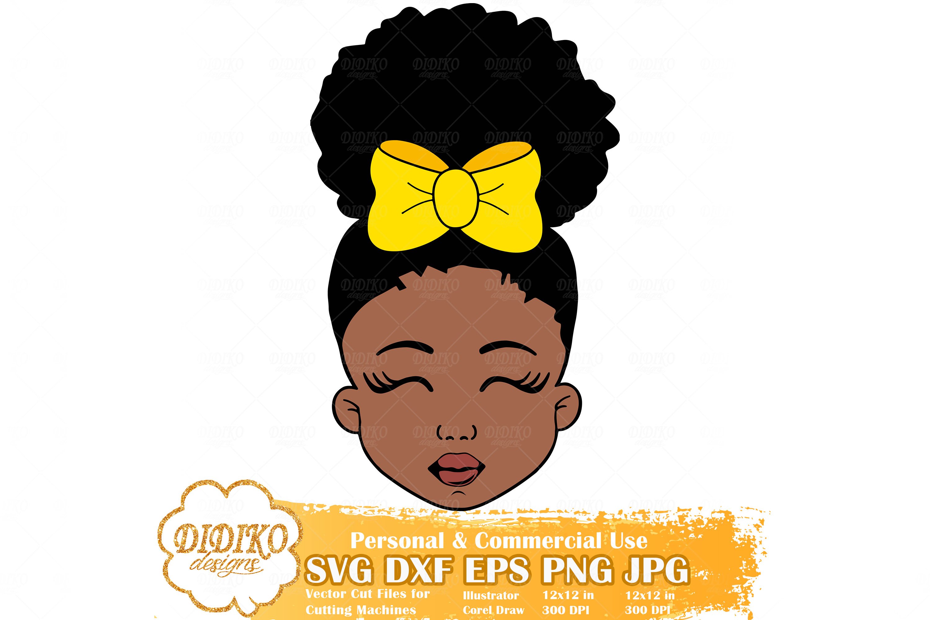 Black Girl Bundle SVG, Afro Girl with Bow Svg, Afro Puff Svg 3