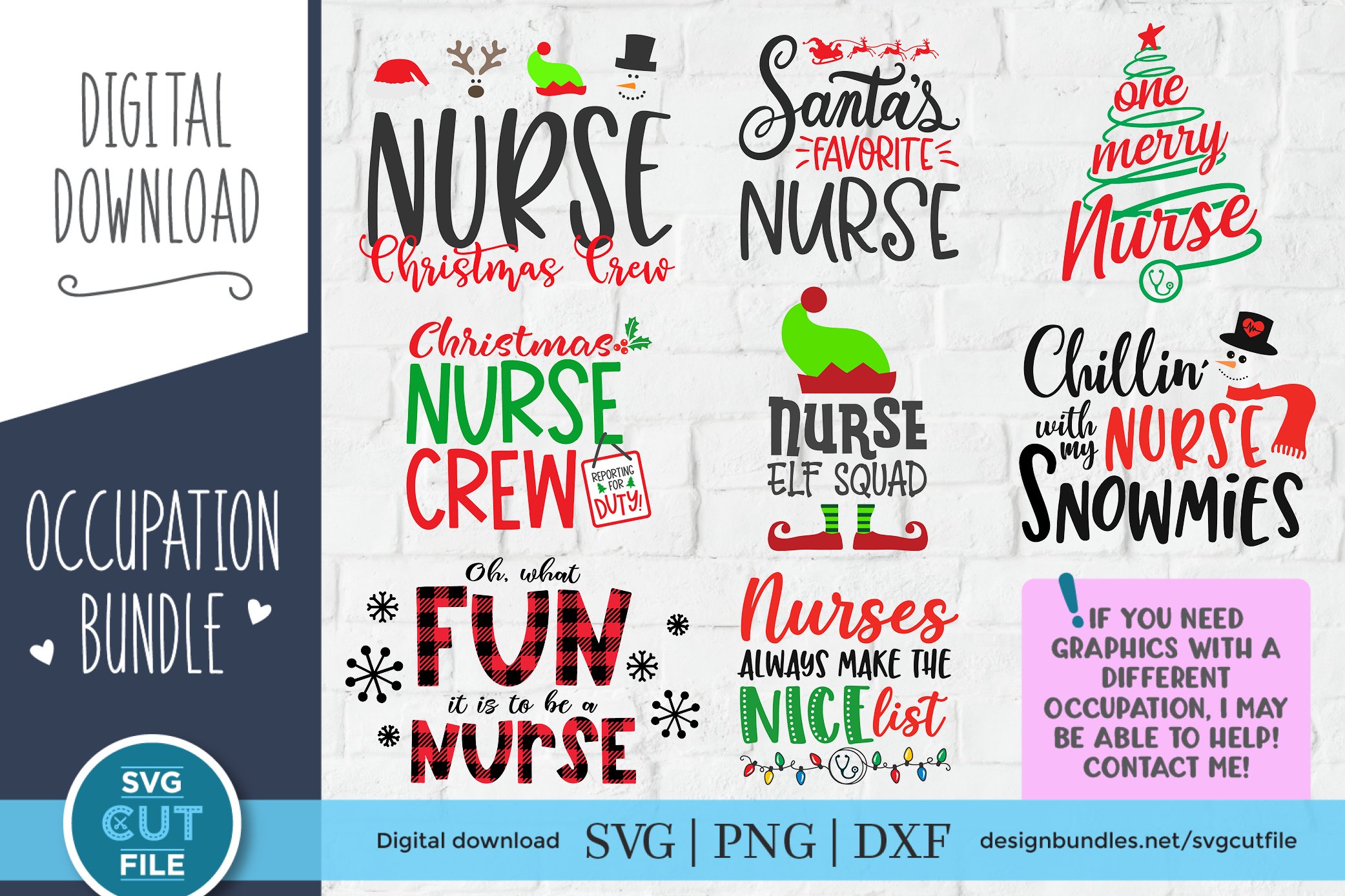 Christmas Nurse svg bundle with Santas Favorite Nurse, etc