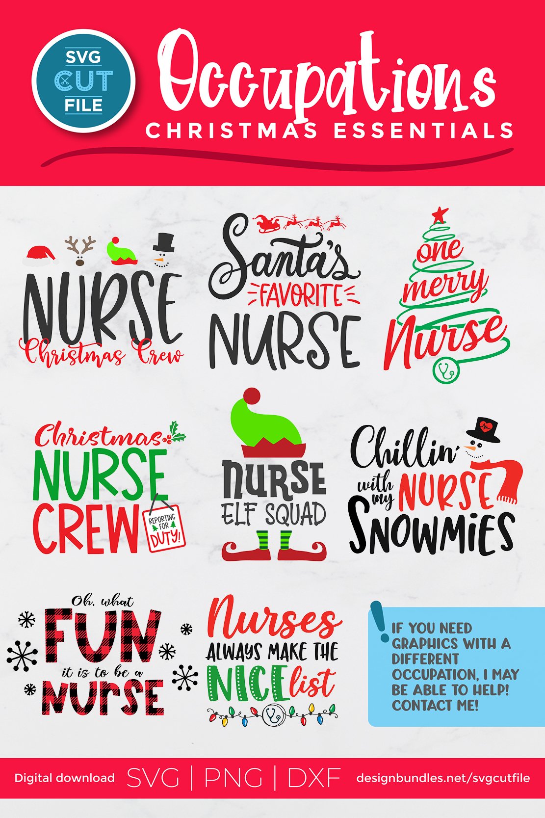 Christmas Nurse svg bundle with Santas Favorite Nurse, etc 2