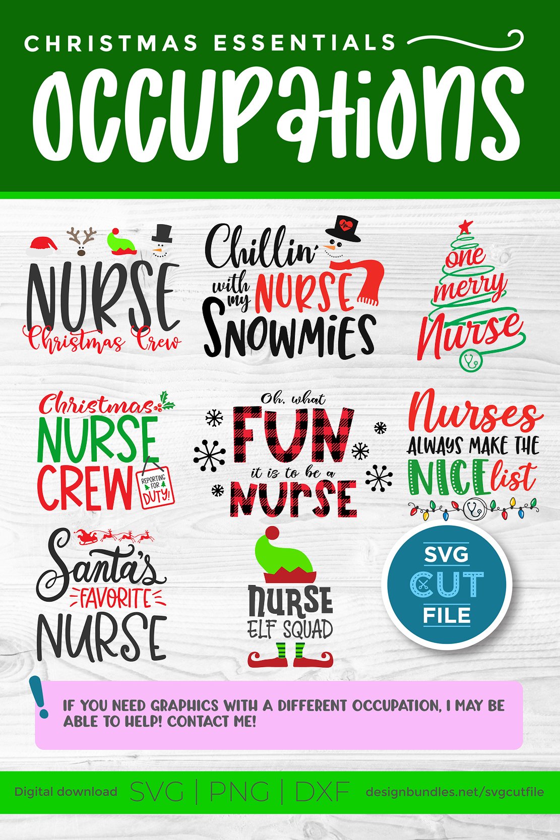 Christmas Nurse svg bundle with Santas Favorite Nurse, etc 3