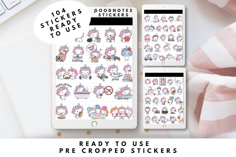 Unicorn Sparkly Digital Planner Stickers GoodNotes